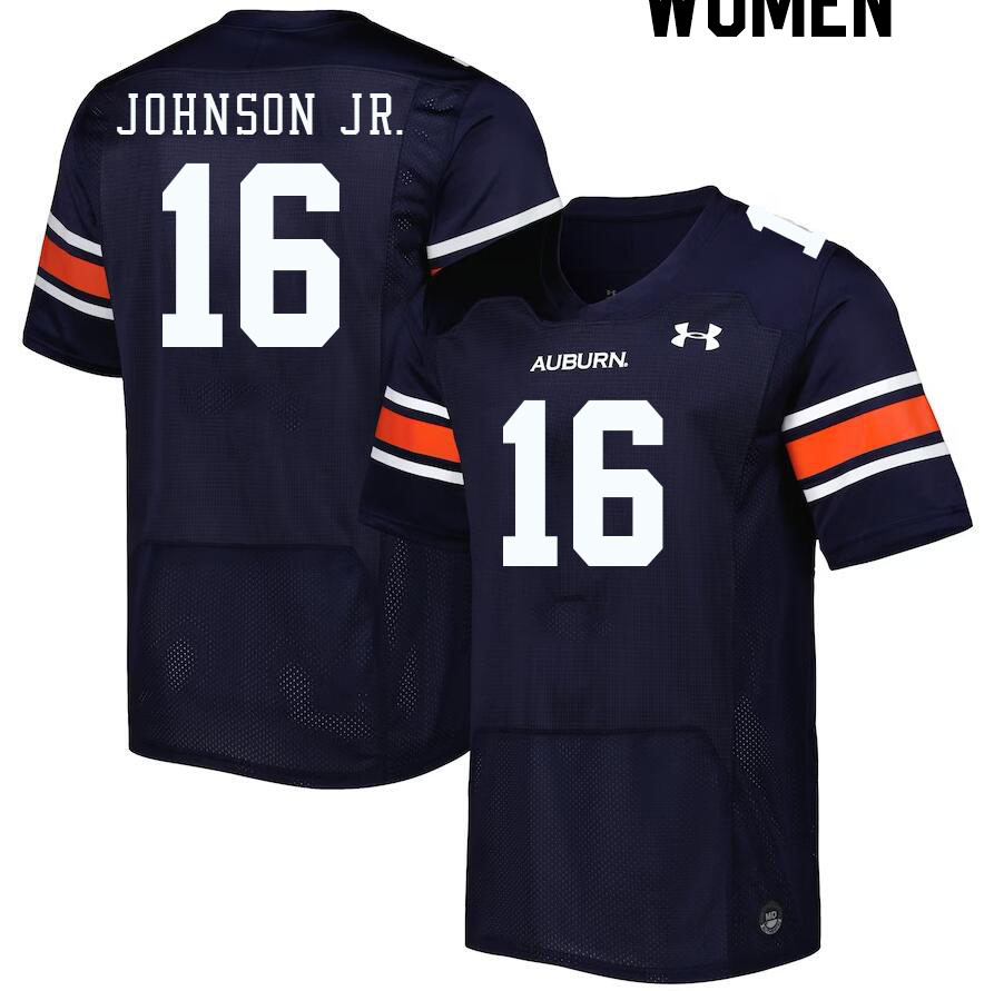 Women #16 Malcolm Johnson Jr. Auburn Tigers College Football Jerseys Stitched-Navy